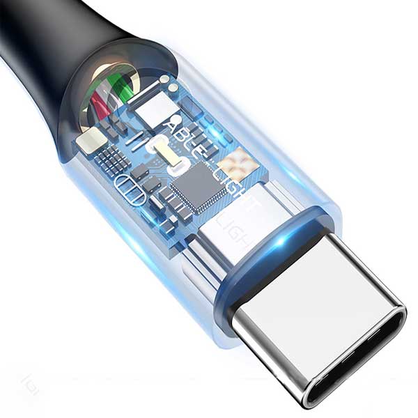 کابل شارژ هوشمند بیسوس Baseus C-shaped light intelligent Type-C cable